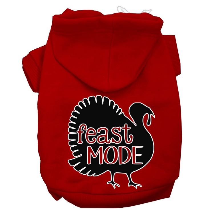 Feast Mode Screen Print Dog Hoodie Red XXXL